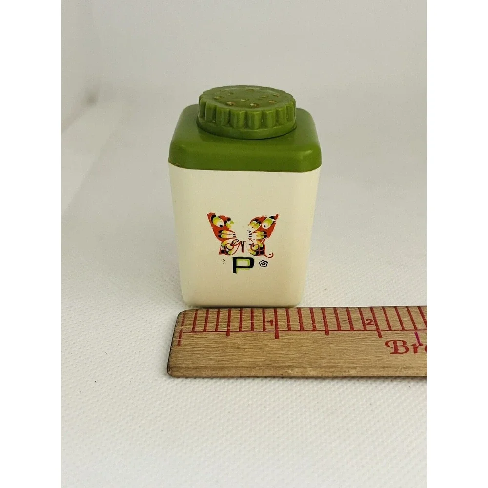Vintage Lustro Ware Butterfly Green Lid Pepper Shaker Small USA 2.25